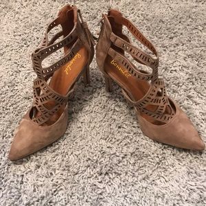 Light brown suede heels